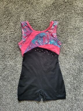 Girls Pink & Black Gymnastics Leotard Size 4/5T